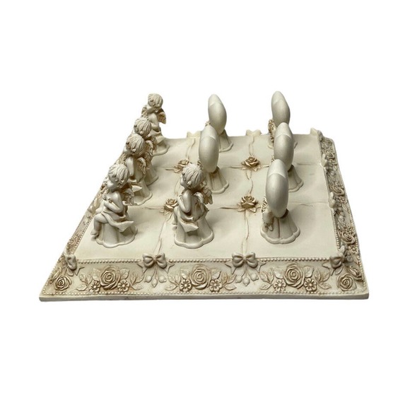 2004 Collectible Avon Ceramic Cherub Tic-Tac-Toe With Decorative Ceramic Board - Picture 4 of 7